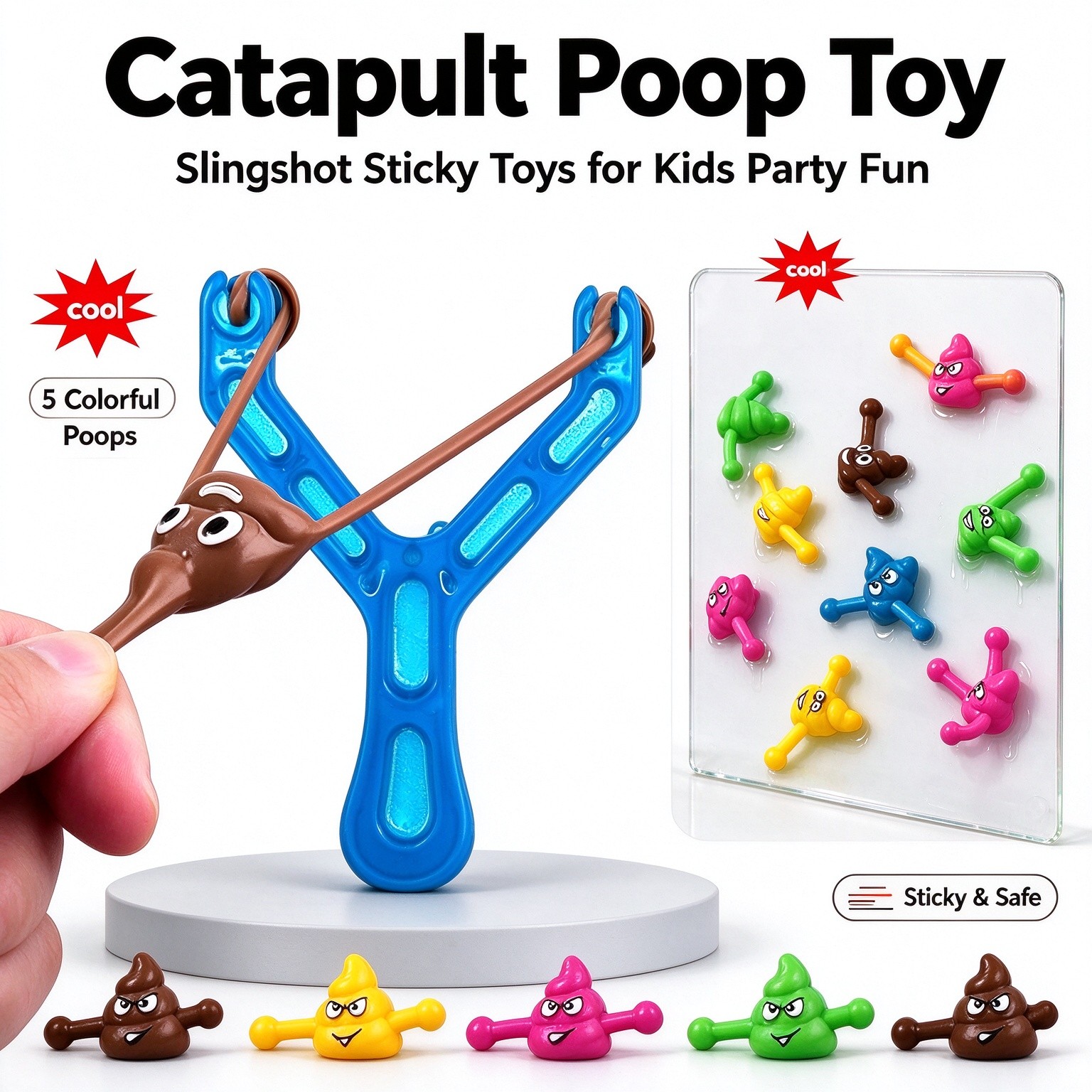 Fake Poop Gag Gift - 5 unidades de tirachinas con forma