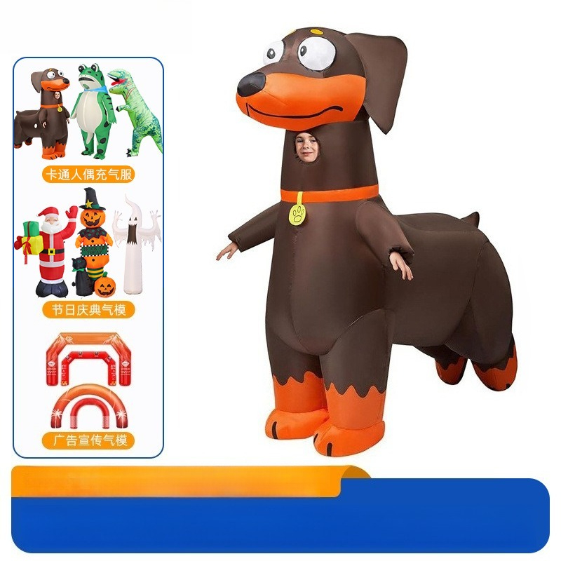 Costumes - Disfraz inflable completo de perro salchicha,