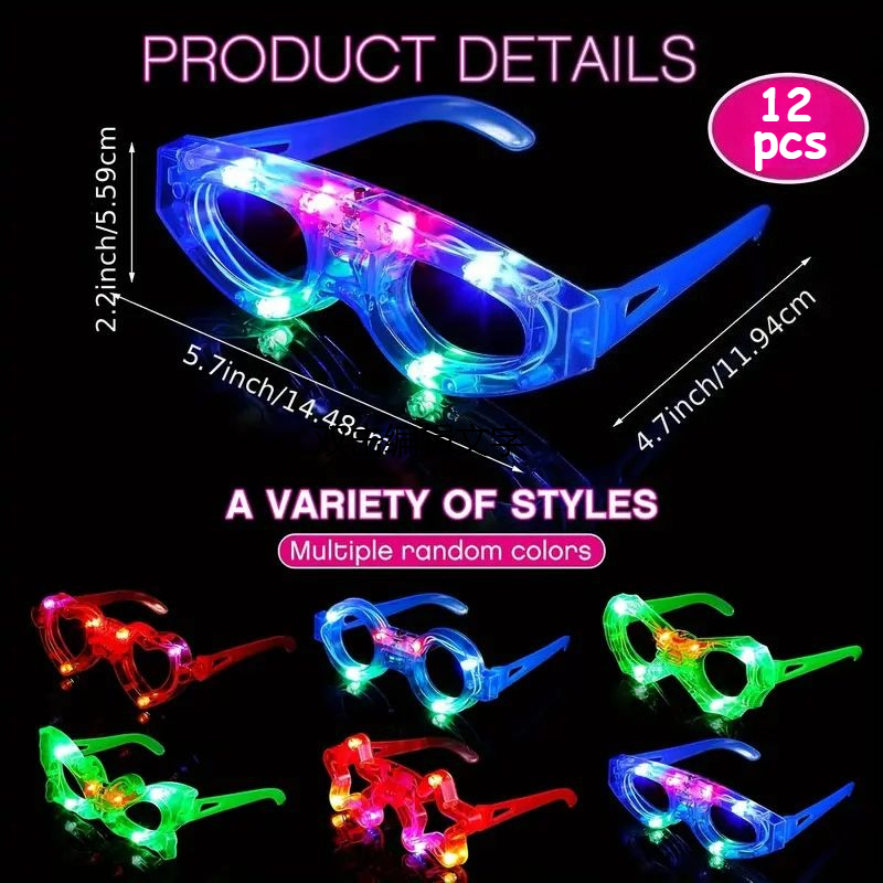 12 gafas LED luminosas que bri - Glow In The Dark Party Glasses reseña y precio