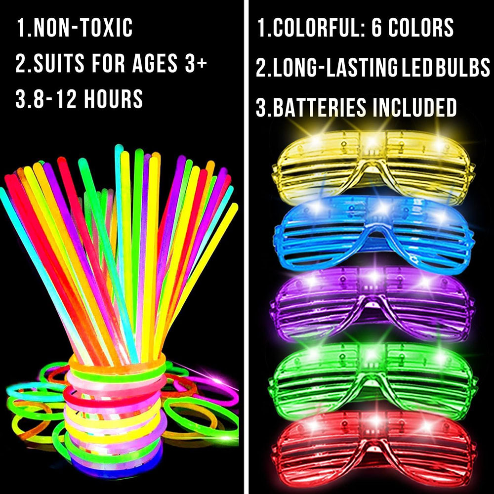 Paquete de 136 luces que brill - Glow In The Dark Party Glasses reseña y precio